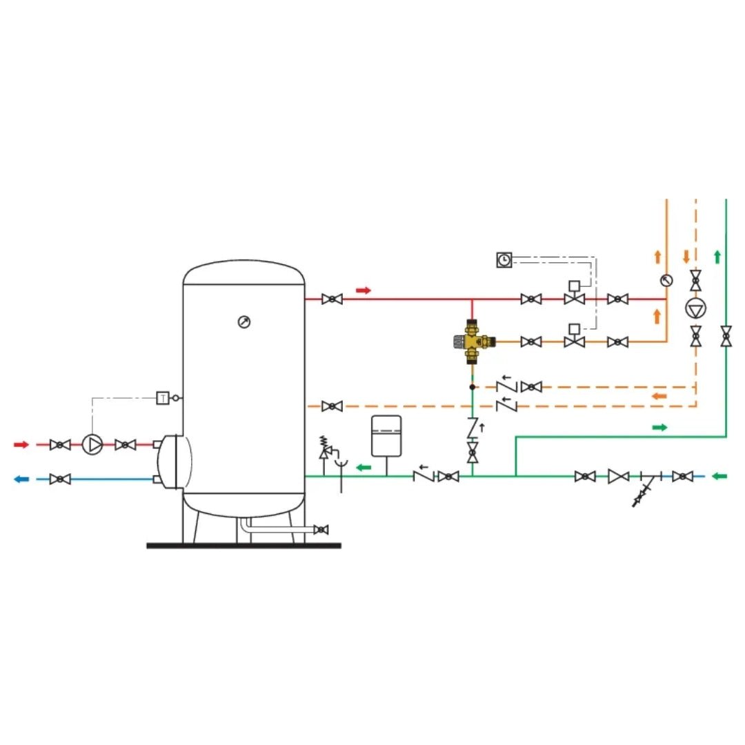 Caleffi 523173 Ayarlanabilir Termostatik Karışım Vanası – Merkezi sistemler için, R 1 1/4” erkek bağlantı, çekvalfli - Mekanik Oda E-Ticaret - 523173 - 