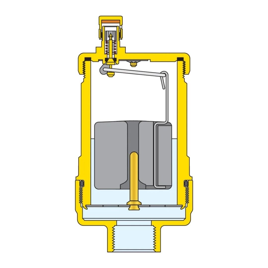 Caleffi 551004 DISCALAIR Yüksek Performanslı Otomatik Hava Purjörü – 1/2” bağlantı, pirinç gövde - Mekanik Oda E-Ticaret - 551004 - 
