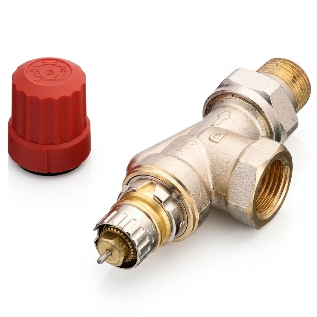 Danfoss 013G0153 RA-N Reglajlı Termostatik Vana Gövdesi – DN15, Yatay Köşe Tip, Rp 1/2 × R 1/2 - Mekanik Oda E-Ticaret - 013G0153 - 
