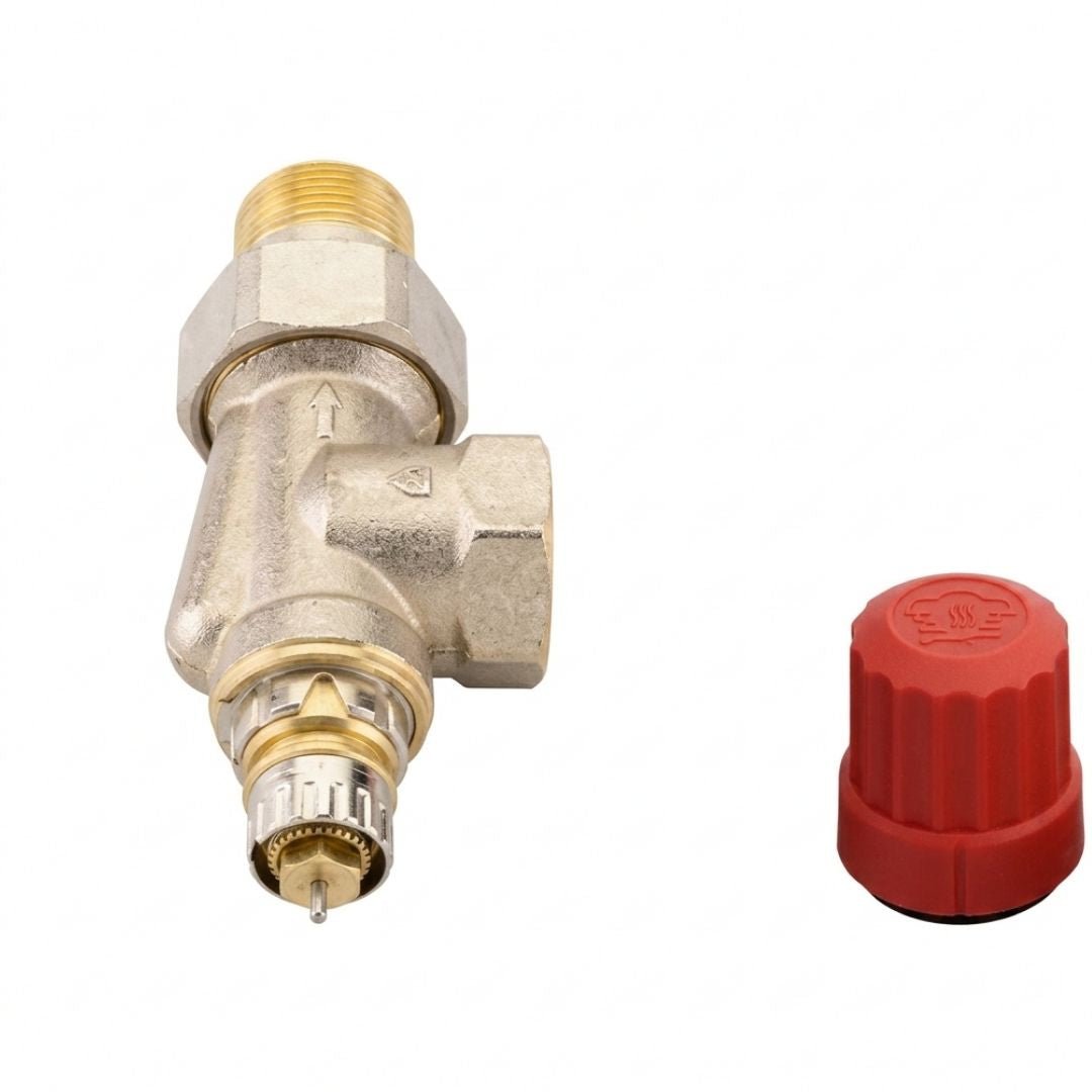Danfoss 013G0155 RA-N Reglajlı Termostatik Vana Gövdesi – DN20, Yatay Köşe Tip, Rp 3/4 × R 3/4 - Mekanik Oda E-Ticaret - 013G0155 - 