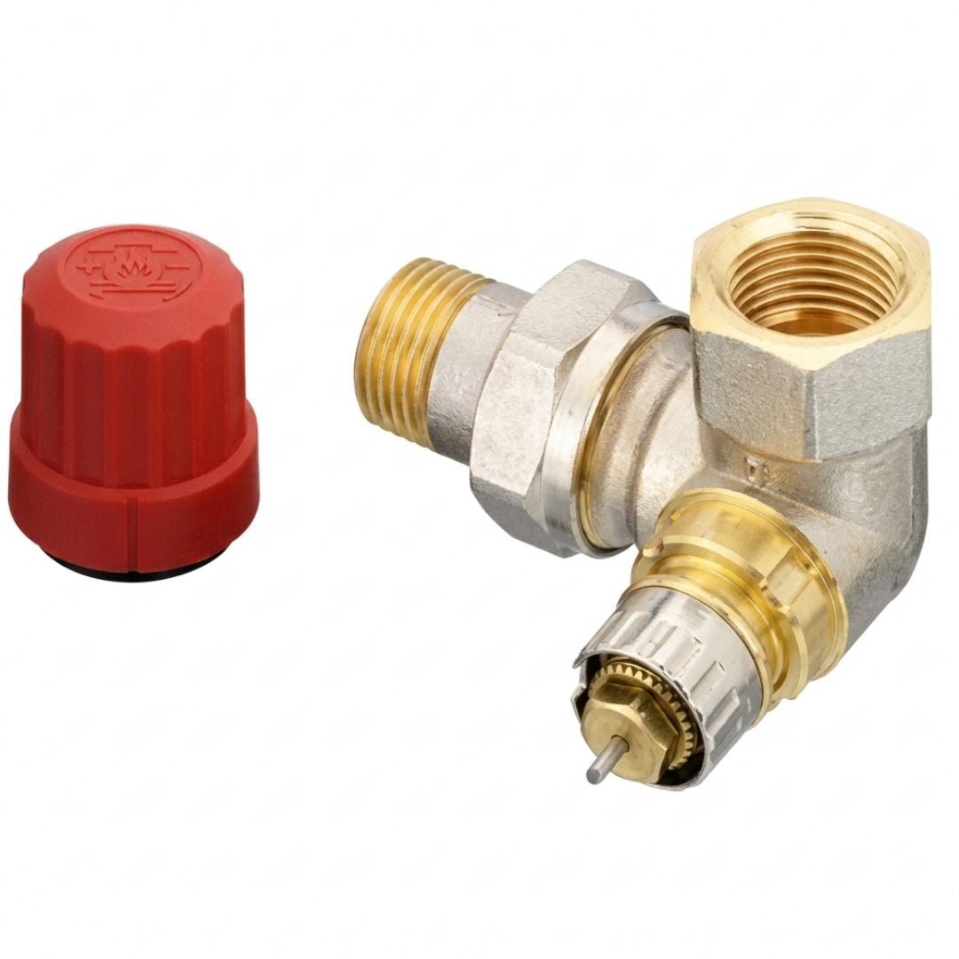 Danfoss 013G0234 RA-N Reglajlı Termostatik Vana Gövdesi – DN15, Sol Dik Köşe Tip, Rp 1/2 × R 1/2 - Mekanik Oda E-Ticaret - 013G0234 - 