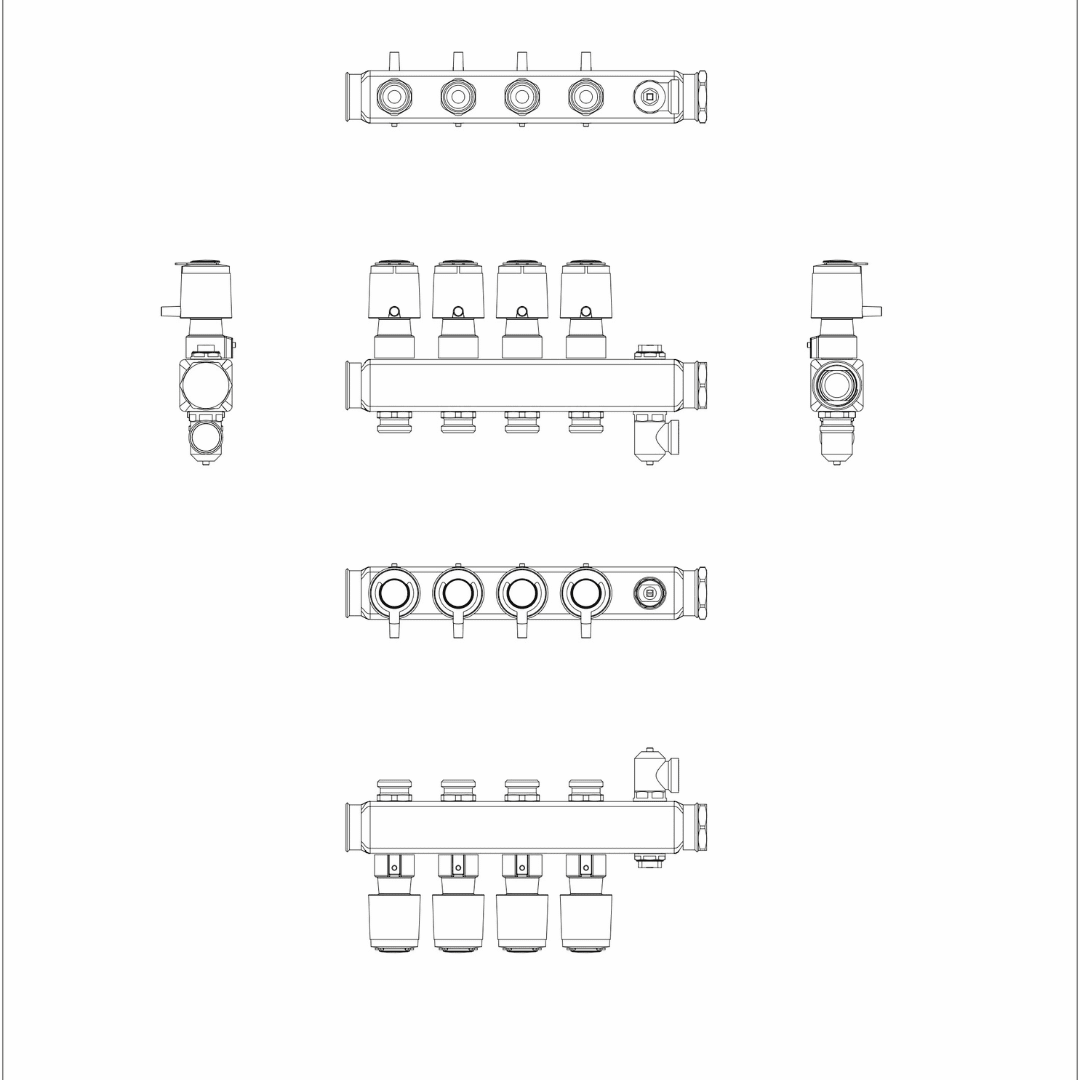 Danfoss 088U0754 Manifold SSM - F – 4+4 (4 Devre), Paslanmaz Çelik, Debimetreli, Manuel Purjörlü, Danfoss RA Valf Bağlantılı - Mekanik Oda E - Ticaret - 088U0754 - 