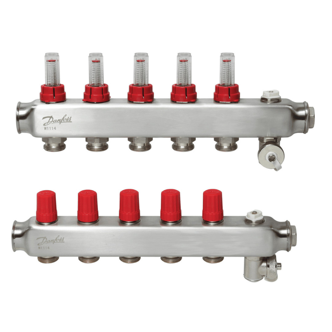 Danfoss 088U0755 Manifold SSM - F – 5+5 (5 Devre), Paslanmaz Çelik, Debimetreli, Danfoss RA Valf Bağlantılı - Mekanik Oda E - Ticaret - 088U0755 - 