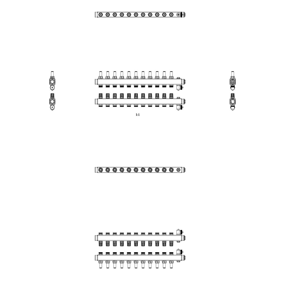Danfoss 088U0761 Manifold SSM - F – 11+11 (11 Devre), Paslanmaz Çelik, Debimetreli, Manuel Purjörlü, Danfoss RA Valf Bağlantılı - Mekanik Oda E - Ticaret - 088U0761 - 