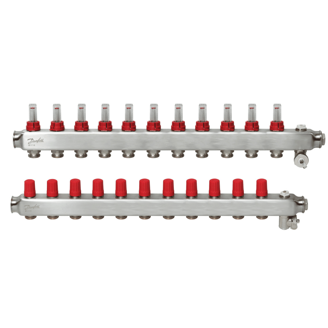 Danfoss 088U0761 Manifold SSM - F – 11+11 (11 Devre), Paslanmaz Çelik, Debimetreli, Manuel Purjörlü, Danfoss RA Valf Bağlantılı - Mekanik Oda E - Ticaret - 088U0761 - 