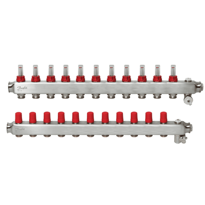 Danfoss 088U0761 Manifold SSM-F – 11+11 (11 Devre), Paslanmaz Çelik, Debimetreli, Manuel Purjörlü, Danfoss RA Valf Bağlantılı