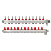 Danfoss 088U0762 Manifold SSM - F – 12+12 (12 Devre), Paslanmaz Çelik, Debimetreli, Manuel Purjörlü, Danfoss RA Valf Bağlantılı - Mekanik Oda E - Ticaret - 088U0762 - 