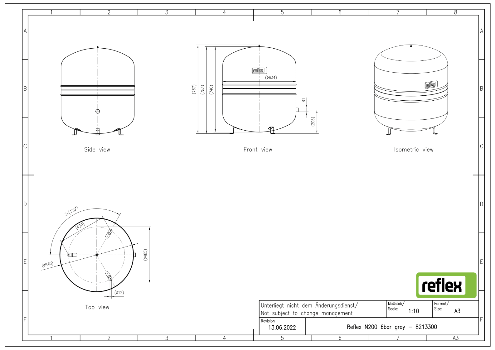 Reflex N 200 Diyaframlı Basınç Genleşme Tankı – 200 L, R 1", 6 Bar (Gri) - Mekanik Oda E - Ticaret - 8213300 - 