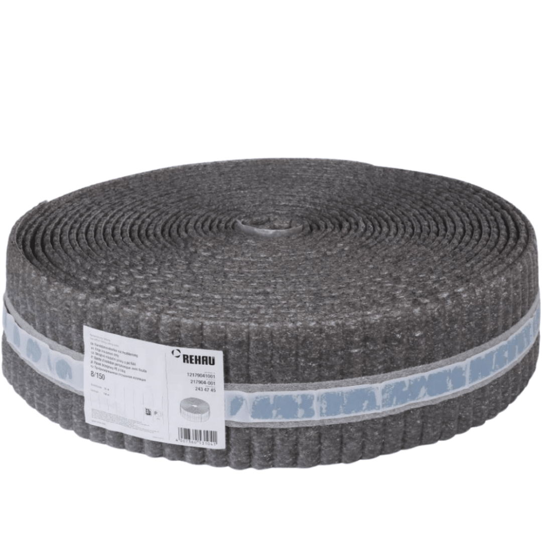 REHAU Kenar İzolasyon Bandı – PE Folyolu (Kendinden Yapışkanlı, 25 m, 150 mm, 8 mm, Serbest Folyo 230 mm, Gri) - Mekanik Oda E - Ticaret - 217904001 - 