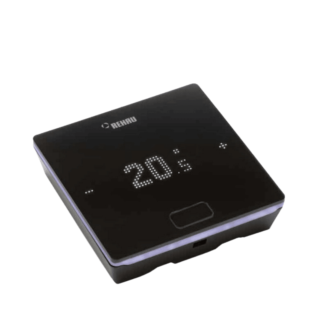 REHAU NEA SMART 2.0 Oda Termostatı HBB – Sıcaklık/Nem Ölçer (Kablolu, LED Matris Ekran, Siyah, 86×86×21 mm) - Mekanik Oda E - Ticaret - 328005001 - 