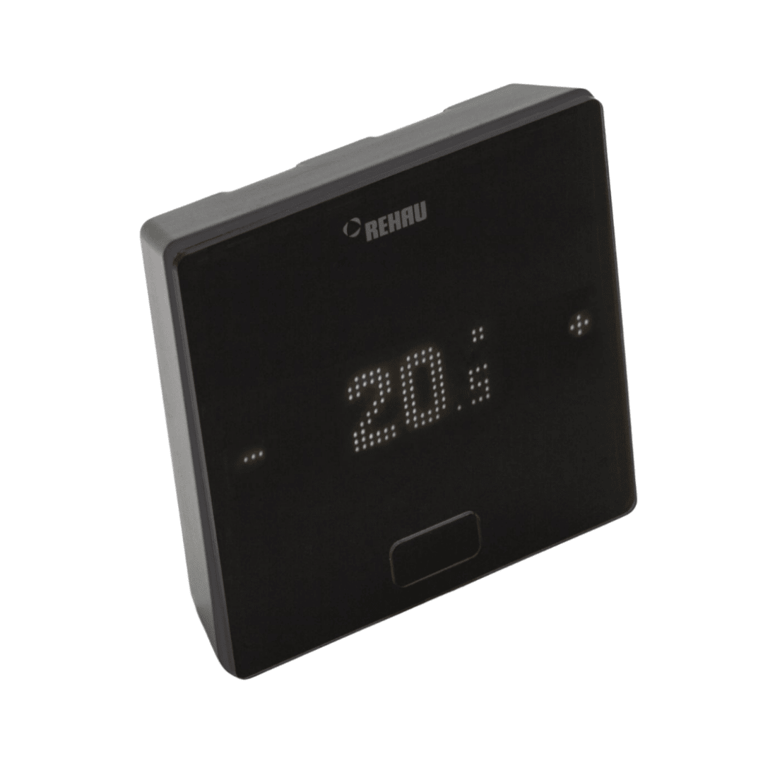 REHAU NEA SMART 2.0 Oda Termostatı HBB – Sıcaklık/Nem Ölçer (Kablolu, LED Matris Ekran, Siyah, 86×86×21 mm) - Mekanik Oda E - Ticaret - 328005001 - 