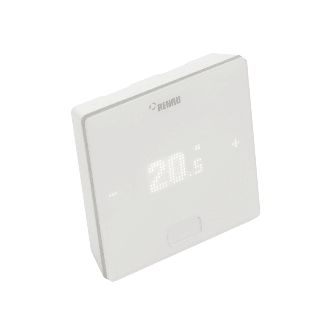 REHAU NEA SMART 2.0 Oda Termostatı HRW – Sıcaklık/Nem Ölçer (Kablosuz, LED Matris Ekran, Beyaz, 86×86×21 mm) - Mekanik Oda E - Ticaret - 328012002 - 