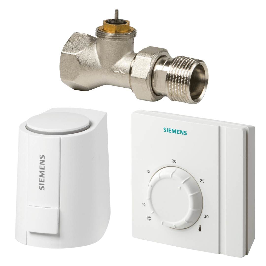 Siemens Kontrol Vanası ve Aktüatör Seti – VD125CLC DN25 2 Yollu Vana + STA162.65L10 Termal Aktüatör + RAA21 Oda Termostatı - Mekanik Oda E - Ticaret -  - 