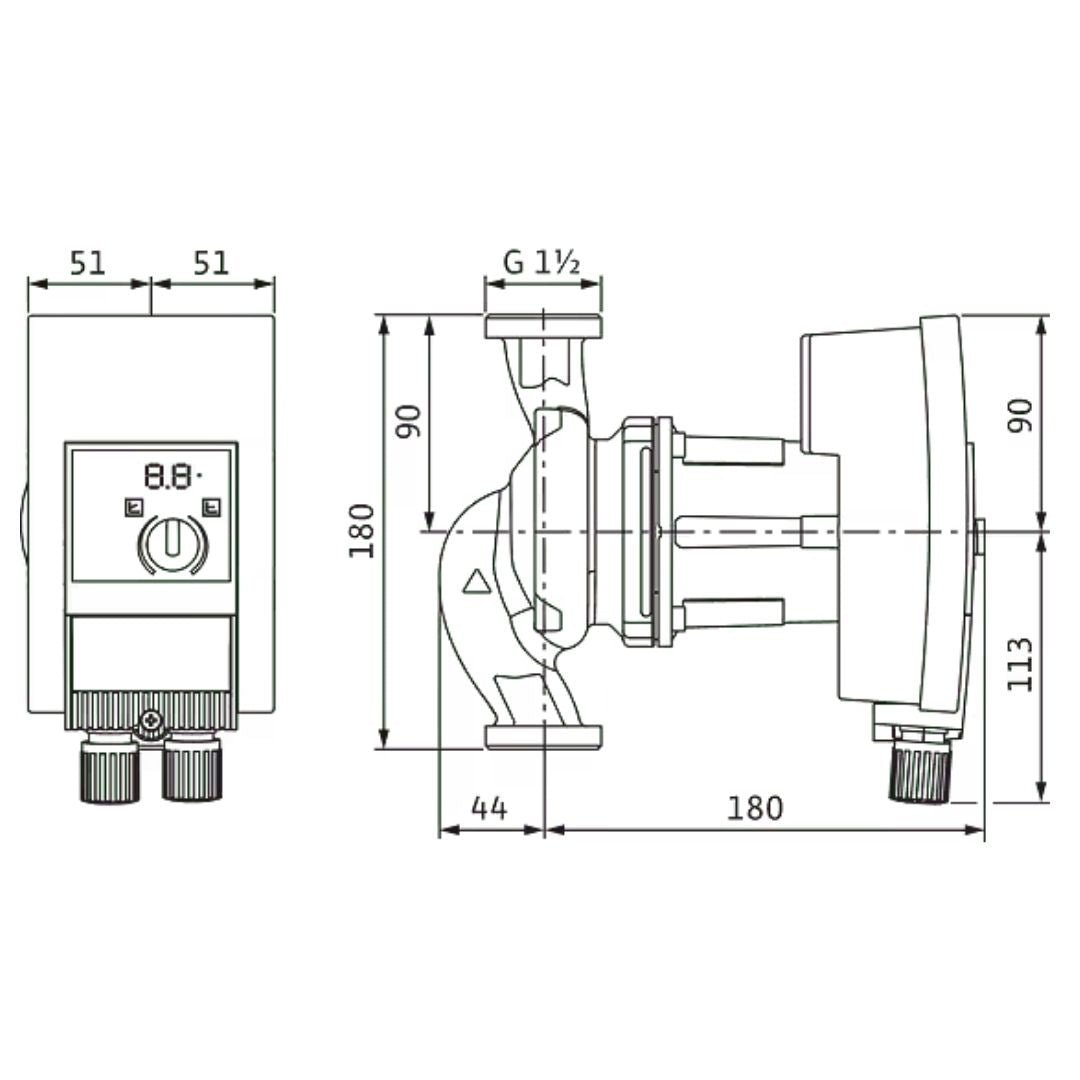 Wilo Yonos MAXO 25/0,5-7 PN 10 Yüksek Verimli Sirkülasyon Pompası – DN25 / G 1½ / 1~230 V - Mekanik Oda E-Ticaret - 2120639 - 