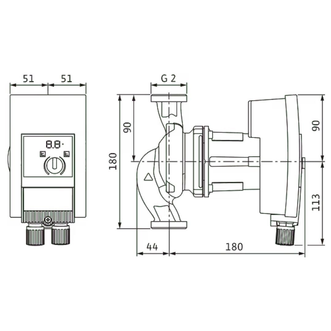 Wilo Yonos MAXO 30/0,5-7 PN 10 Yüksek Verimli Sirkülasyon Pompası – 1~230 V / 180 mm Yapı Boyu - Mekanik Oda E-Ticaret - 2120642 - 
