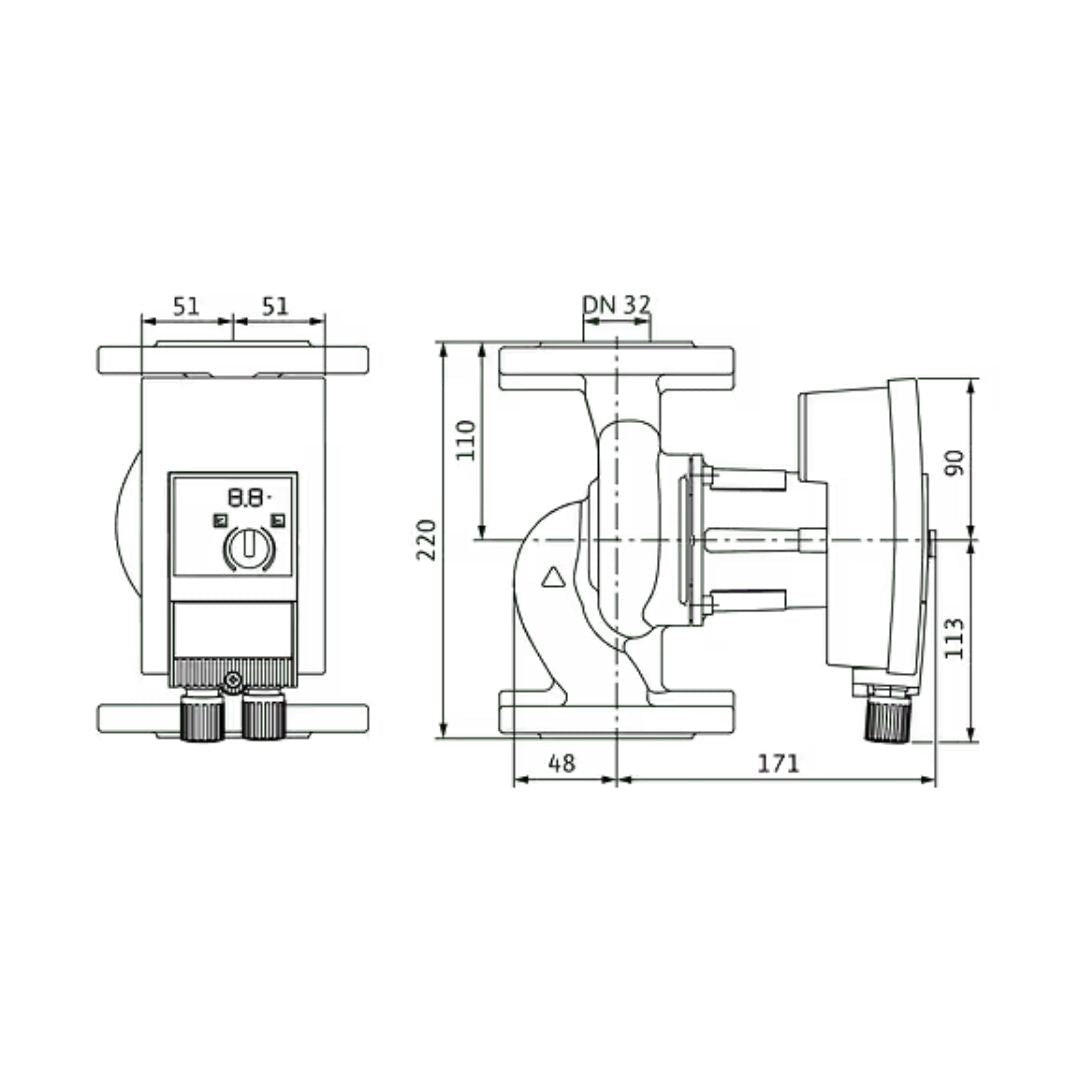 Wilo Yonos MAXO 32/0,5-10 PN6/10 Yüksek Verimli Sirkülasyon Pompası – DN32 / 1~230 V / 220 mm Yapı Boyu - Mekanik Oda E-Ticaret - 2210113 - 