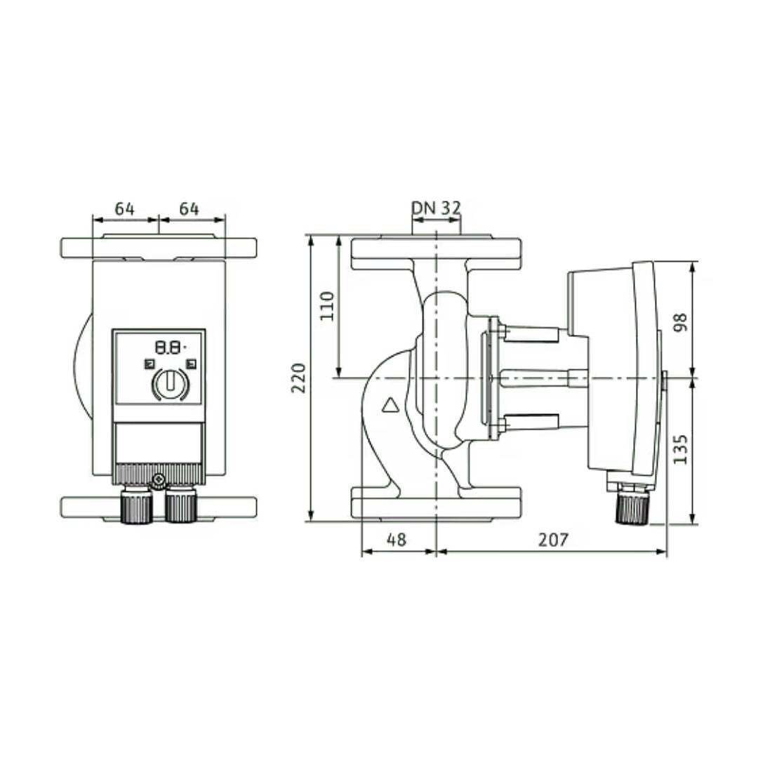 Wilo Yonos MAXO 32/0,5-11 PN6/10 Yüksek Verimli Sirkülasyon Pompası – DN32 / 1~230 V / 220 mm Yapı Boyu - Mekanik Oda E-Ticaret - 2210114 - 